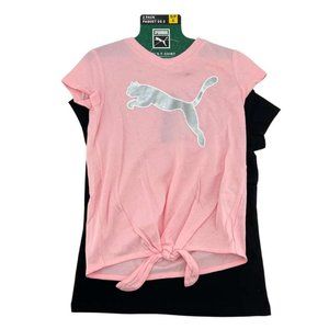 Puma | Girl's T-Shirt Set | Pink & Black | 2 Pack | Various Sizes